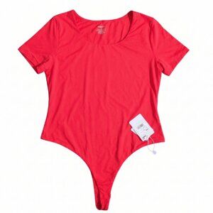 NWT | MANGOPOP Crimson Red Short Sleeve Bodysuit | Scoop Neck | XXL